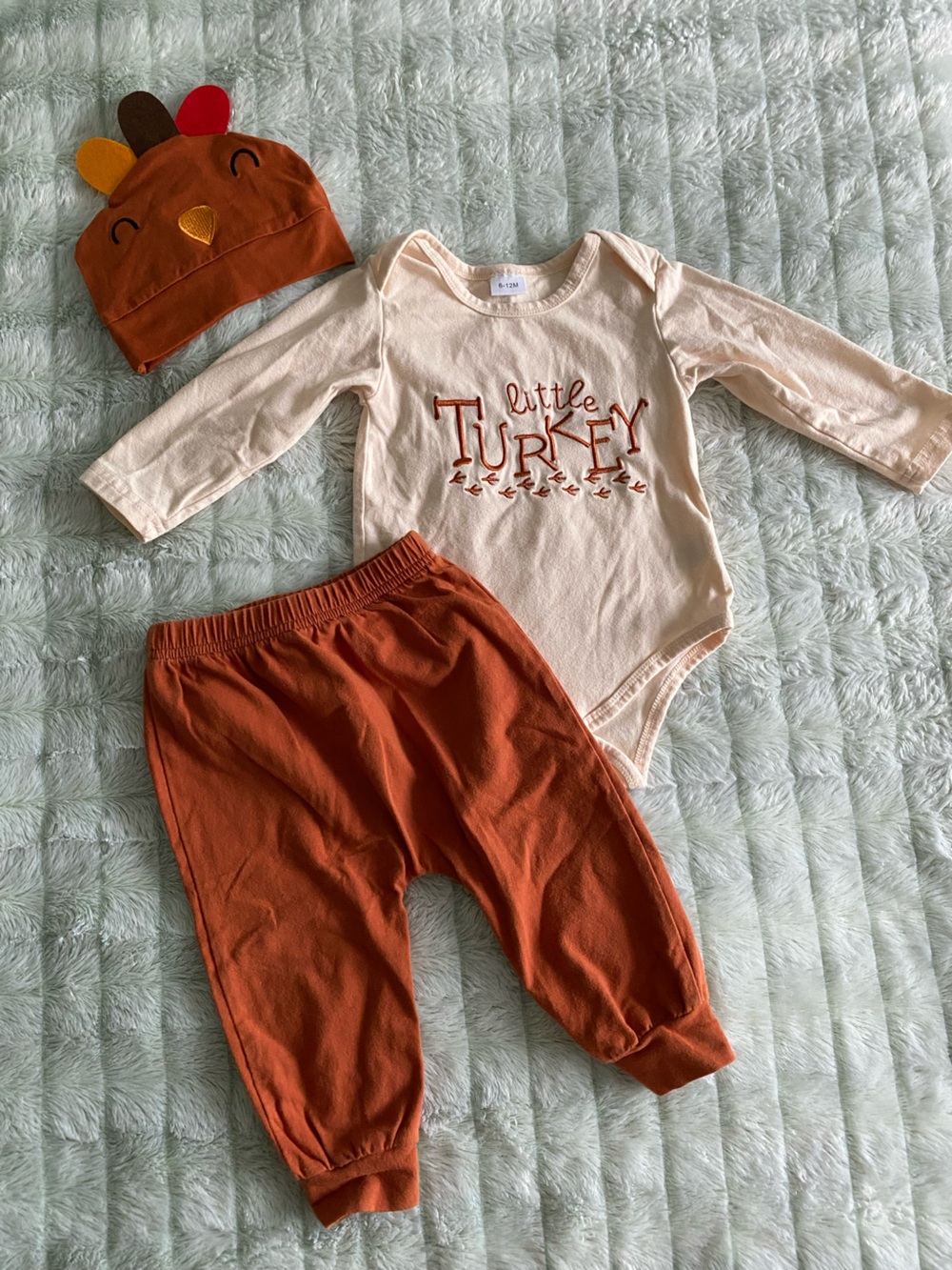 Thanksgiving Turkey Baby Three-Piece Outfit — 6-12m